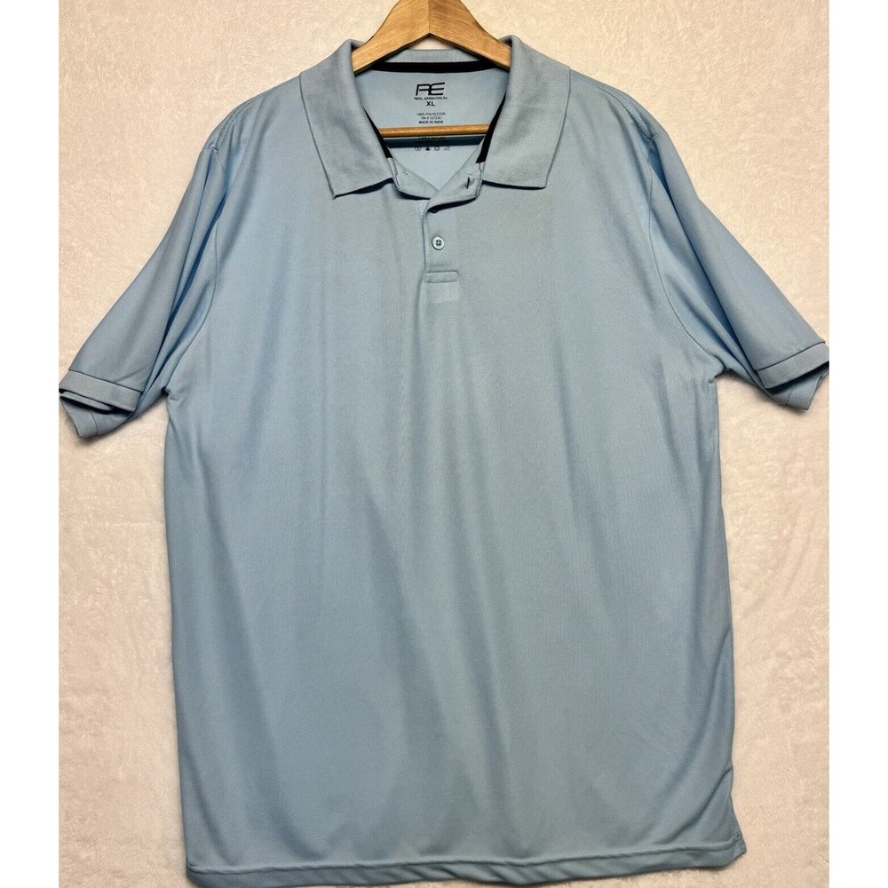 Real Essentials Sky Blue Polo Shirt Short Sleeve Mens Size Large
